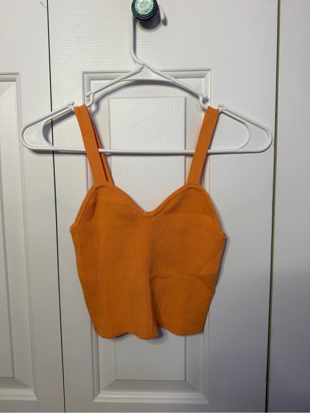 Altar'd State Orange Ribbed V-Neck Cropped Camisole
